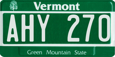 VT license plate AHY270