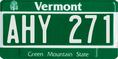 VT license plate AHY271