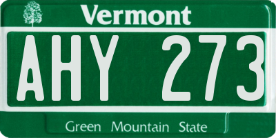 VT license plate AHY273