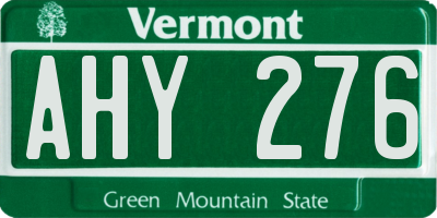 VT license plate AHY276