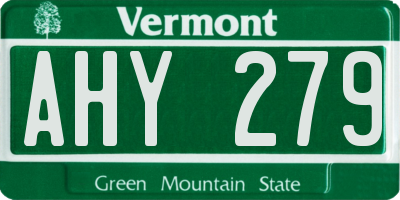 VT license plate AHY279