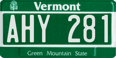 VT license plate AHY281