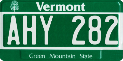 VT license plate AHY282