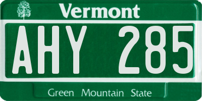 VT license plate AHY285