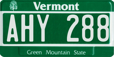 VT license plate AHY288