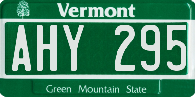 VT license plate AHY295