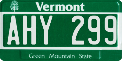 VT license plate AHY299