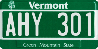 VT license plate AHY301