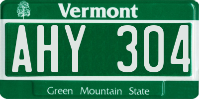 VT license plate AHY304