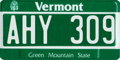 VT license plate AHY309