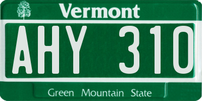 VT license plate AHY310