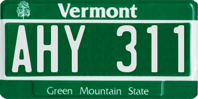 VT license plate AHY311