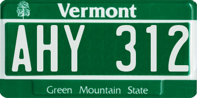 VT license plate AHY312