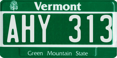 VT license plate AHY313