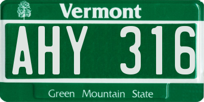 VT license plate AHY316
