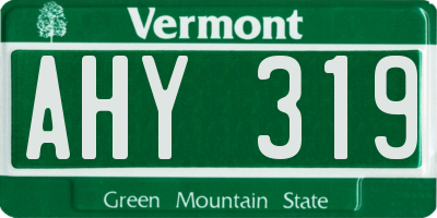 VT license plate AHY319