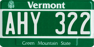 VT license plate AHY322