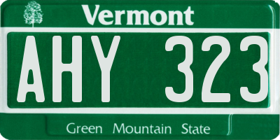 VT license plate AHY323