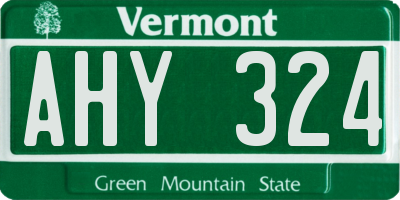 VT license plate AHY324