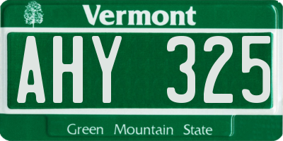 VT license plate AHY325