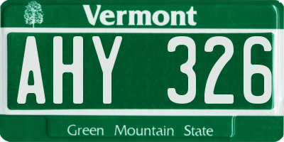 VT license plate AHY326