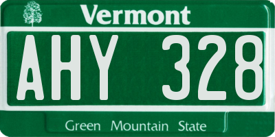 VT license plate AHY328