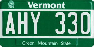 VT license plate AHY330