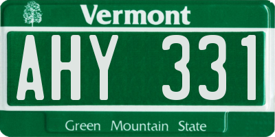 VT license plate AHY331