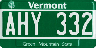 VT license plate AHY332