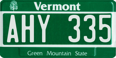VT license plate AHY335