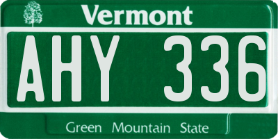 VT license plate AHY336