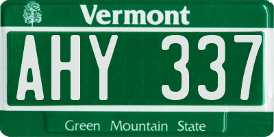 VT license plate AHY337