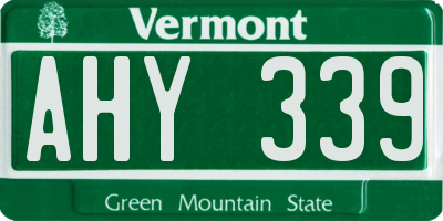 VT license plate AHY339