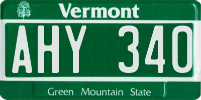 VT license plate AHY340