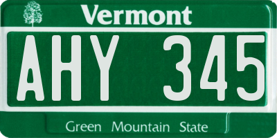 VT license plate AHY345