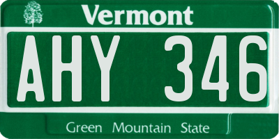VT license plate AHY346
