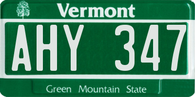 VT license plate AHY347