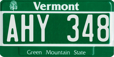 VT license plate AHY348