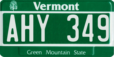 VT license plate AHY349