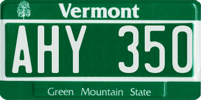VT license plate AHY350