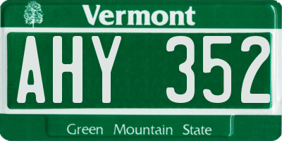 VT license plate AHY352