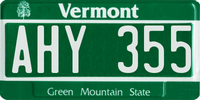 VT license plate AHY355
