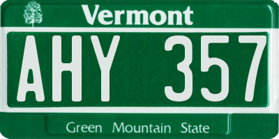 VT license plate AHY357