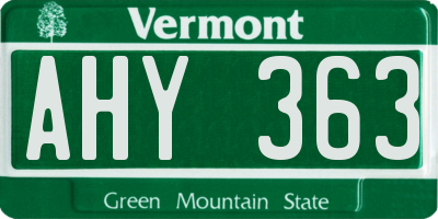 VT license plate AHY363