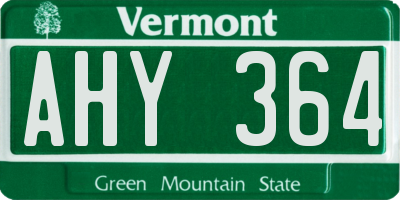 VT license plate AHY364