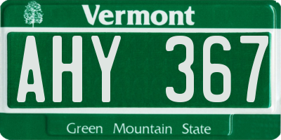 VT license plate AHY367