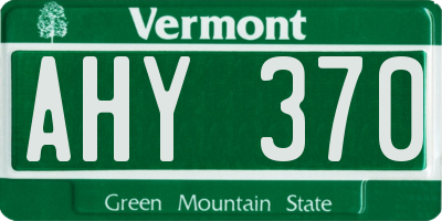 VT license plate AHY370
