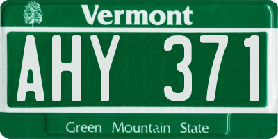 VT license plate AHY371