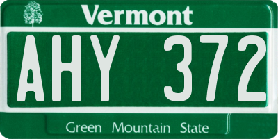 VT license plate AHY372