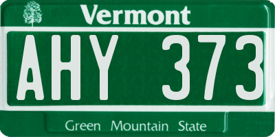 VT license plate AHY373
